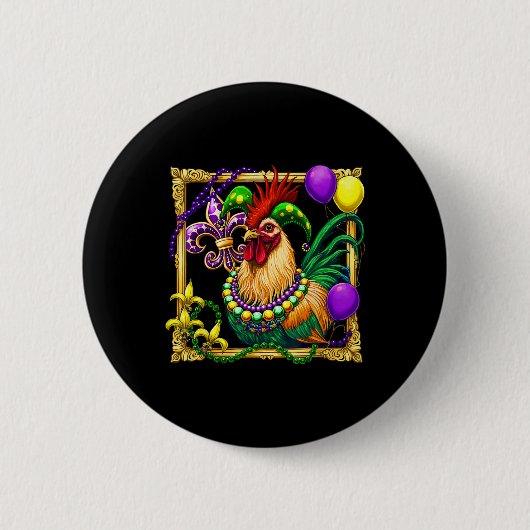 Hühnerbeeren Mardi Gras Karneval Bauer A Button (Vorderseite)