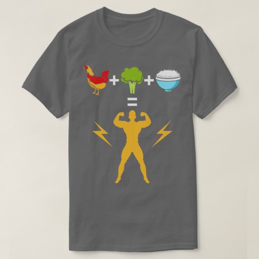 Hühnerbroccoli und Reisbodybuilder T-Shirt (Design vorne)