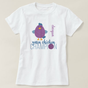 Hühnerchampion aus Blauem & Lila Garn T-Shirt