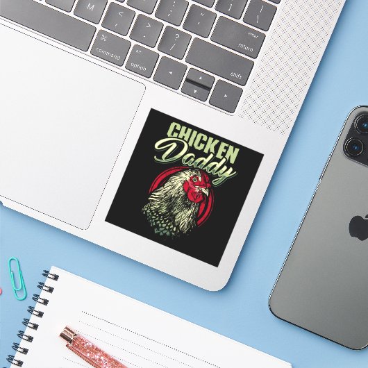 HühnerDaddy Hühnchen Bauer Geultry Aufkleber (Laptop mit iPhone)