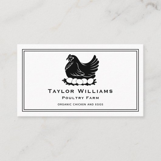 Hühnereier Bauer Bauernhof Schwarz-Weiß Visitenkarte (Vorderseite)