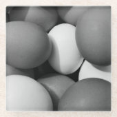 Hühnereier in Schwarz und Weiß Glasuntersetzer (Vorderseite)