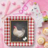 Hühnereier Rot und Weiß Land Gingham Pappteller (Party)