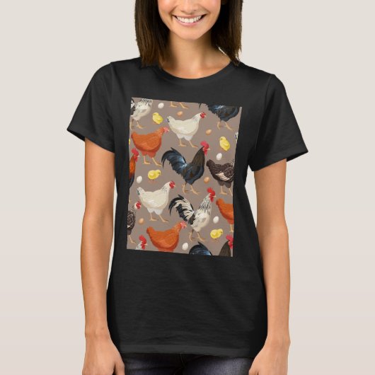 Hühnerfarbmuster Aktives Muster T-Shirt (Vorderseite)
