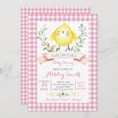 Hühnerfarm Babydusche Einladung Rosa Mädchen (Vorne/Hinten)