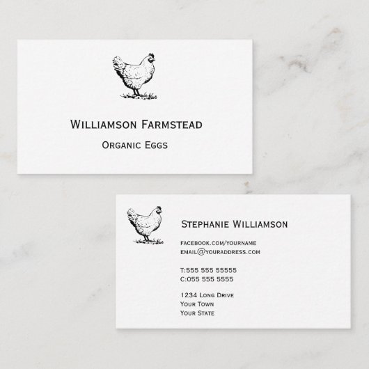 Hühnerfarm|Bauer Markt Hühnereier Visitenkarte (Vorne/Hinten)