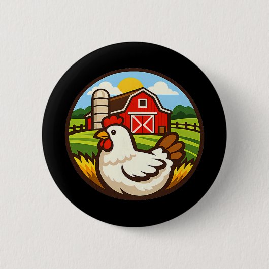 Hühnerfarm-Design Hühnerhalter Rn Landleben Button (Vorderseite)