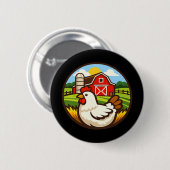 Hühnerfarm-Design Hühnerhalter Rn Landleben Button (Vorne & Hinten)