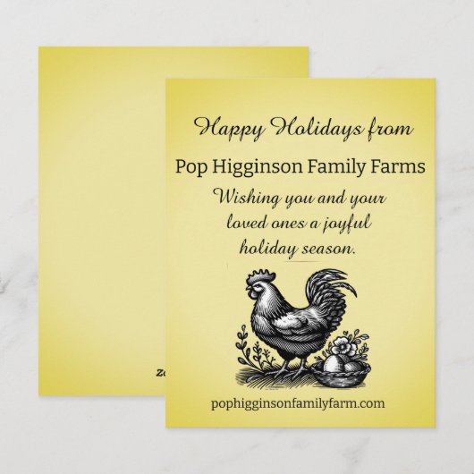 Hühnerfarm Feiertagskarte (Vorne/Hinten)