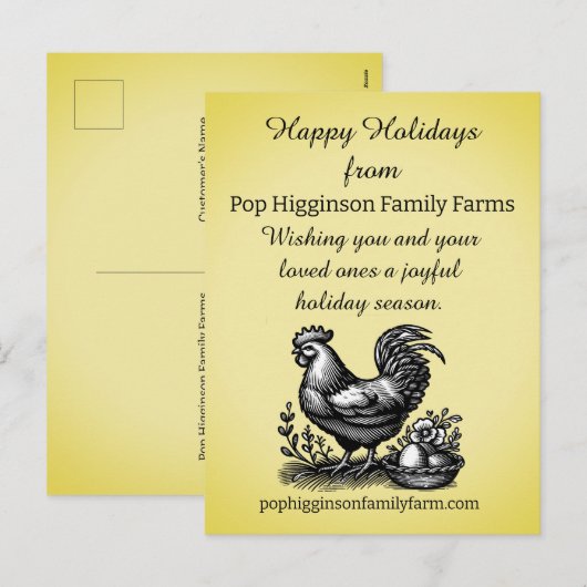 Hühnerfarm Feiertagspostkarte (Vorne/Hinten)