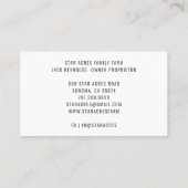 Hühnerfarm Frische Bio Eier Visitenkarte (Rückseite)