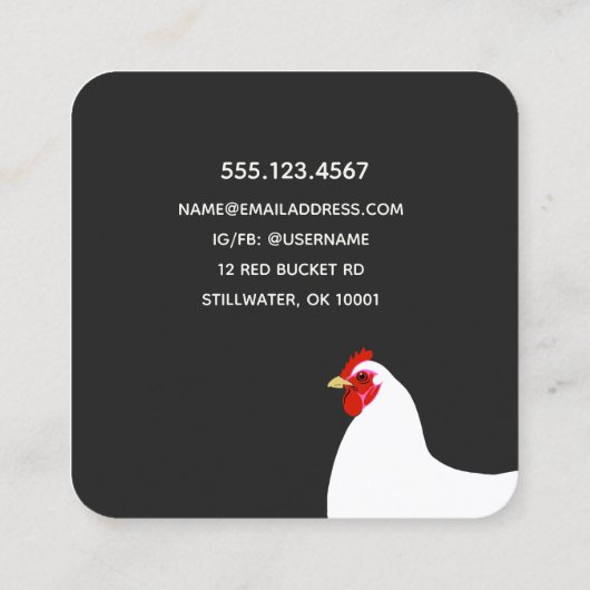Hühnerfarm Frische Eier Retro Quadratische Visitenkarte (Rückseite)