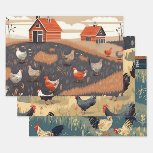 Hühnerfarm Geschenkpapier Set