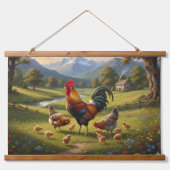 Hühnerfarm Holz Wandteppich Mit Holzrahmen (Vorderseite)