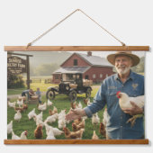 Hühnerfarm Holz Wandteppich Mit Holzrahmen (Vorderseite 2)