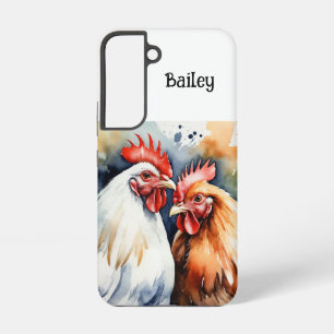 Hühnerfarm Natur Tierkunst mit individuellem Namen Samsung Galaxy Hülle