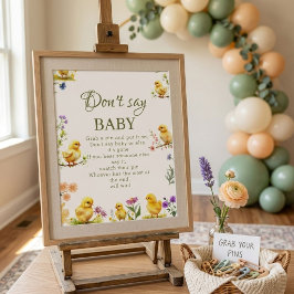 Hühnerfarm Say Baby Shower Game-Zeichen Poster