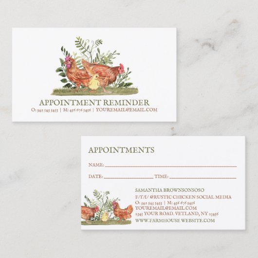 Hühnerfarm Termine für frische Eier Visitenkarte (Vorne/Hinten)