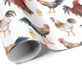 Hühnerfarm Tiermuster Geschenkpapier (Rolleneckpunkt)