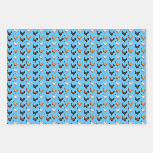 Hühnerfeder Geschenkpapier Set (Vorderseite 3)