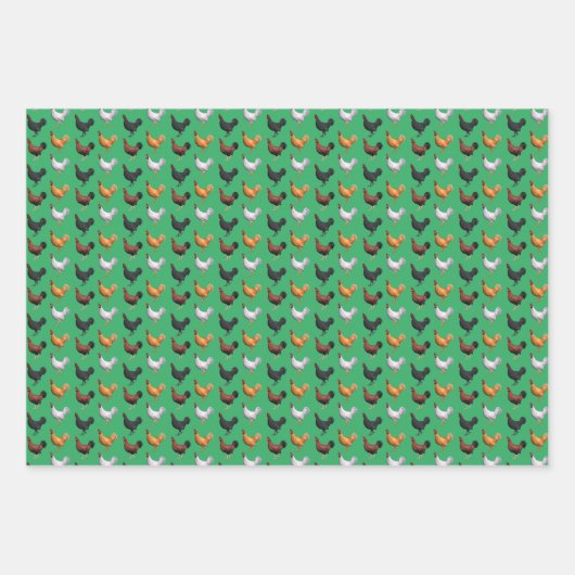 Hühnerfeder Geschenkpapier Set (Vorderseite 2)