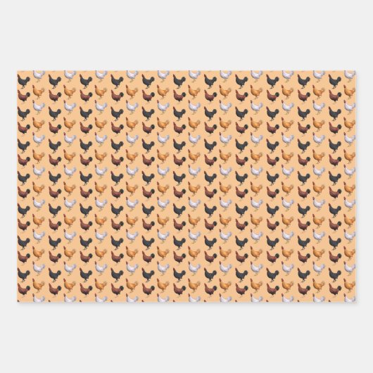 Hühnerfeder Geschenkpapier Set (Vorderseite)