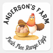Hühnerfirma Funny Custom Family Farm Ei Quadratischer Aufkleber (Vorderseite)