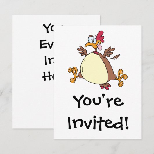 Hühnerfleisch-Cartoon Einladung (Vorne/Hinten)