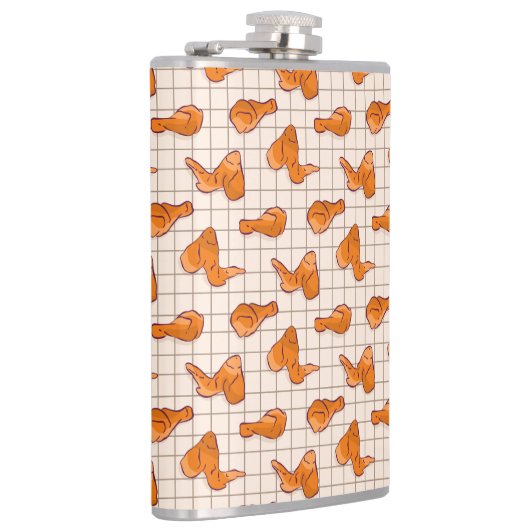 Hühnerflügel auf einem Grill Flachmann (Rechts)