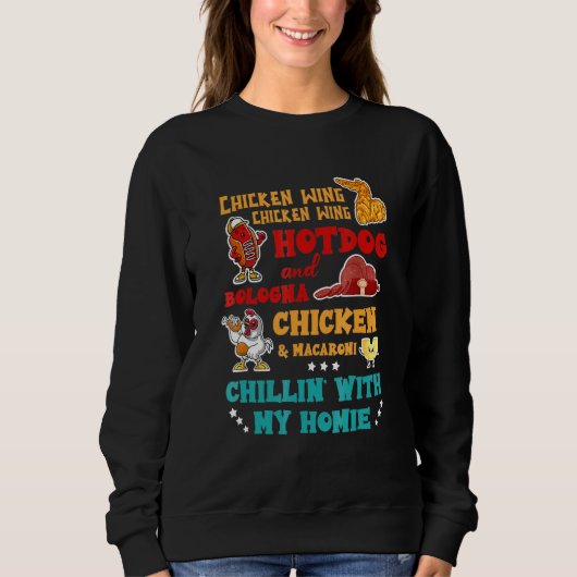 Hühnerflügel Hot Dog und Bologna Chicken & Macaron Sweatshirt (Vorderseite)