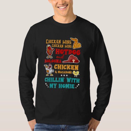 Hühnerflügel Hot Dog und Bologna Chicken & Macaron T-Shirt (Vorderseite)
