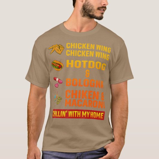 Hühnerflügel, Hot Dog und Bologna T-Shirt (Vorderseite)