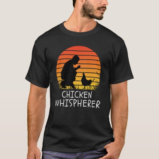 Hühnerflüster mit Retro-Sonnenuntergang T-Shirt (Vorderseite)