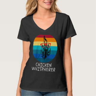 Hühnerflüsterer mit Retro-Sonnenuntergang Hinterho T-Shirt