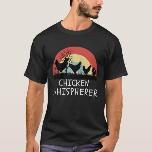 Hühnerflüsterer mit Retro-Sonnenuntergang Hinterho T-Shirt