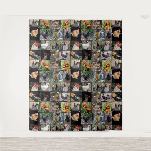 Hühnerfotolage, Wandteppich (Vorderseite)