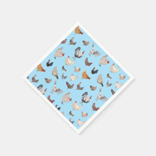 Hühnerglücksmuster auf blau serviette (Ecke)