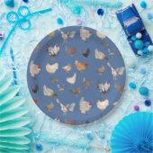 Hühnerglücksmuster auf Denim Blue Pappteller (Party)