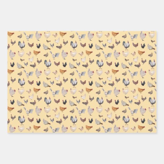 Hühnerglücksmuster Geschenkpapier Set (Vorderseite 3)