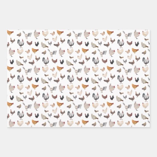 Hühnerglücksmuster Geschenkpapier Set (Vorderseite)