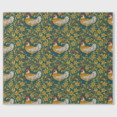 Hühnergolden Mittelalterliches Blumenmuster Geschenkpapier (Flach)