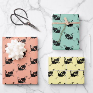 Hühnerhähne, die Designpapierblätter ausführen Geschenkpapier Set