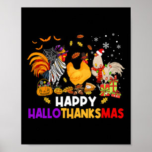 HühnerHalloween glückliches Hallothanksmas Herbstf Poster
