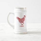 Hühnerhen Personalisiert Bierglas (Links)
