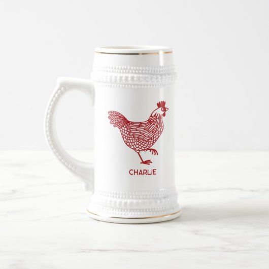 Hühnerhen Personalisiert Bierglas (Links)