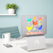 Hühnerhenne-Regenbogenfarbvogel Aufkleber (Laptop auf Schreibtisch)