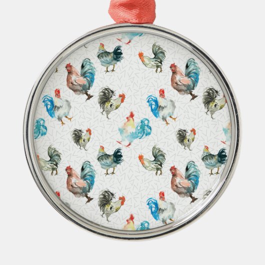 Hühnerhennen Ornament Aus Metall (Vorne)