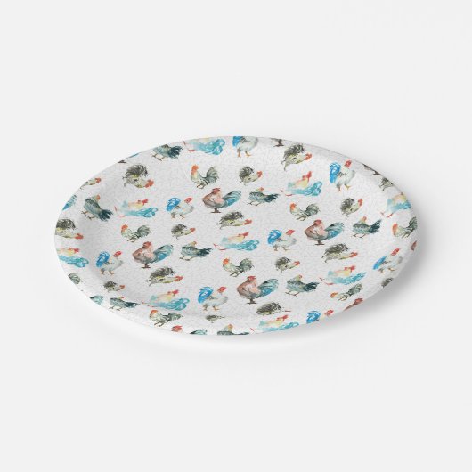 Hühnerhennen Pappteller (Schrägansicht)