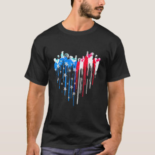 Hühnerherz Amerikanische Flagge 4. Juli Farmer Pa T-Shirt