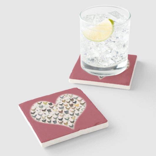 Hühnerherz Steinuntersetzer (Seitenansicht)